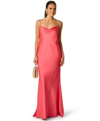 Women's Beaded Straps Cowl Neck Ball Gown