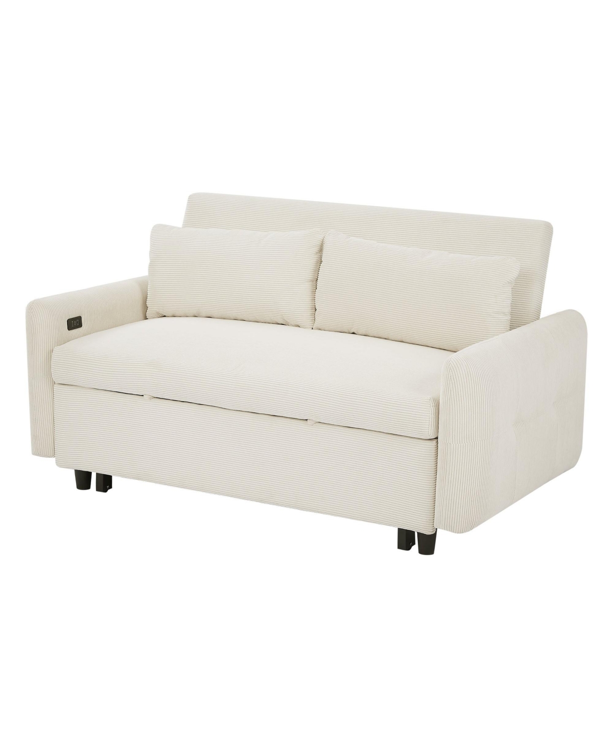 Clihome Pull-out Sofa Bed Convertible Couch 2 Seat Loveseat Modern Sleeper with Two Throw Pillows and Usb