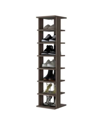Ivonny 7-Tier Tall Vertical Shoe Rack, Freestanding Organizer with Open Shelves, Gray Walnut