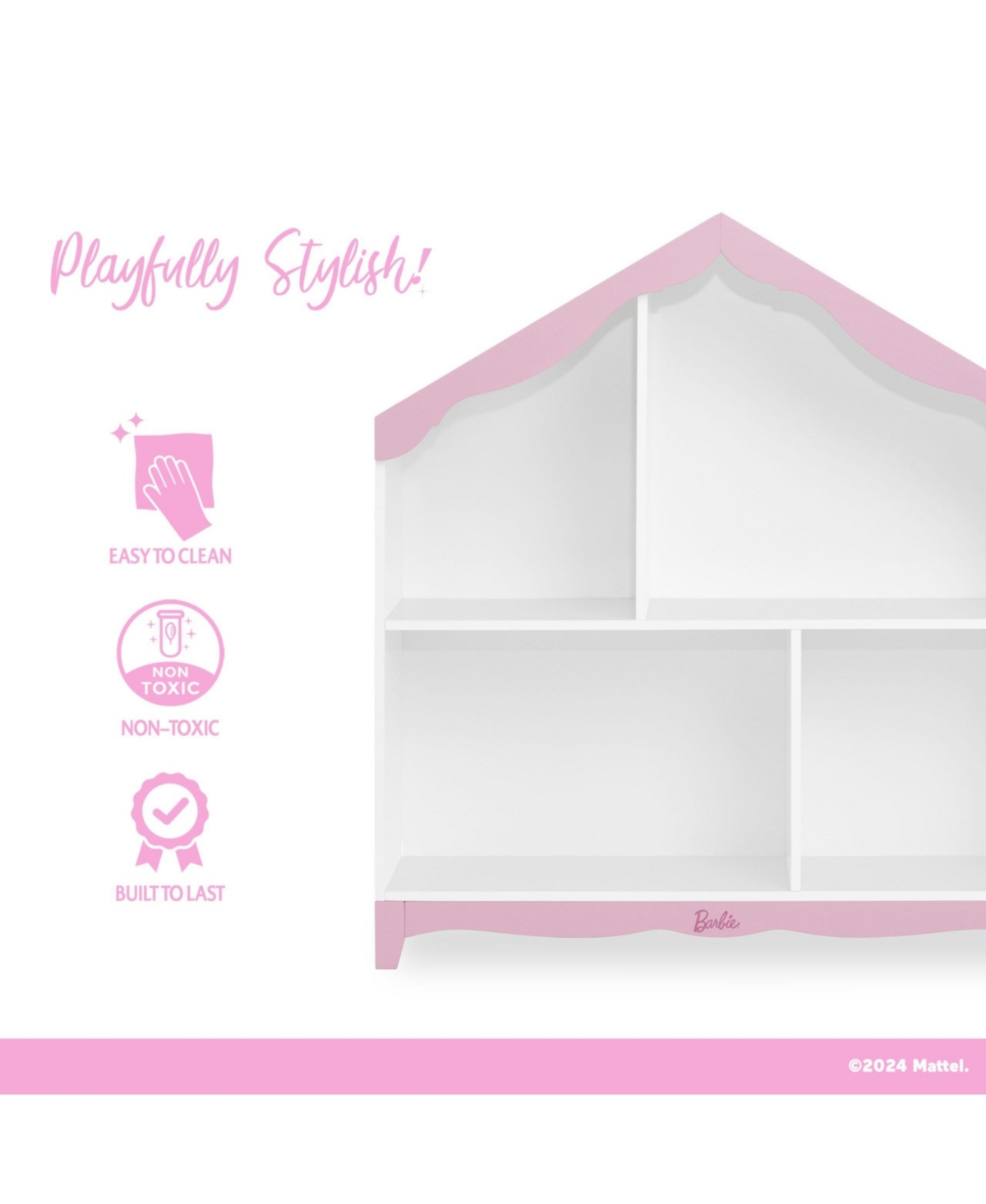 Evolur Hutch/Bookcase – Pinewood Kids Bookcase/Hutch with 4 Shelves & Anti-Tipping Kit