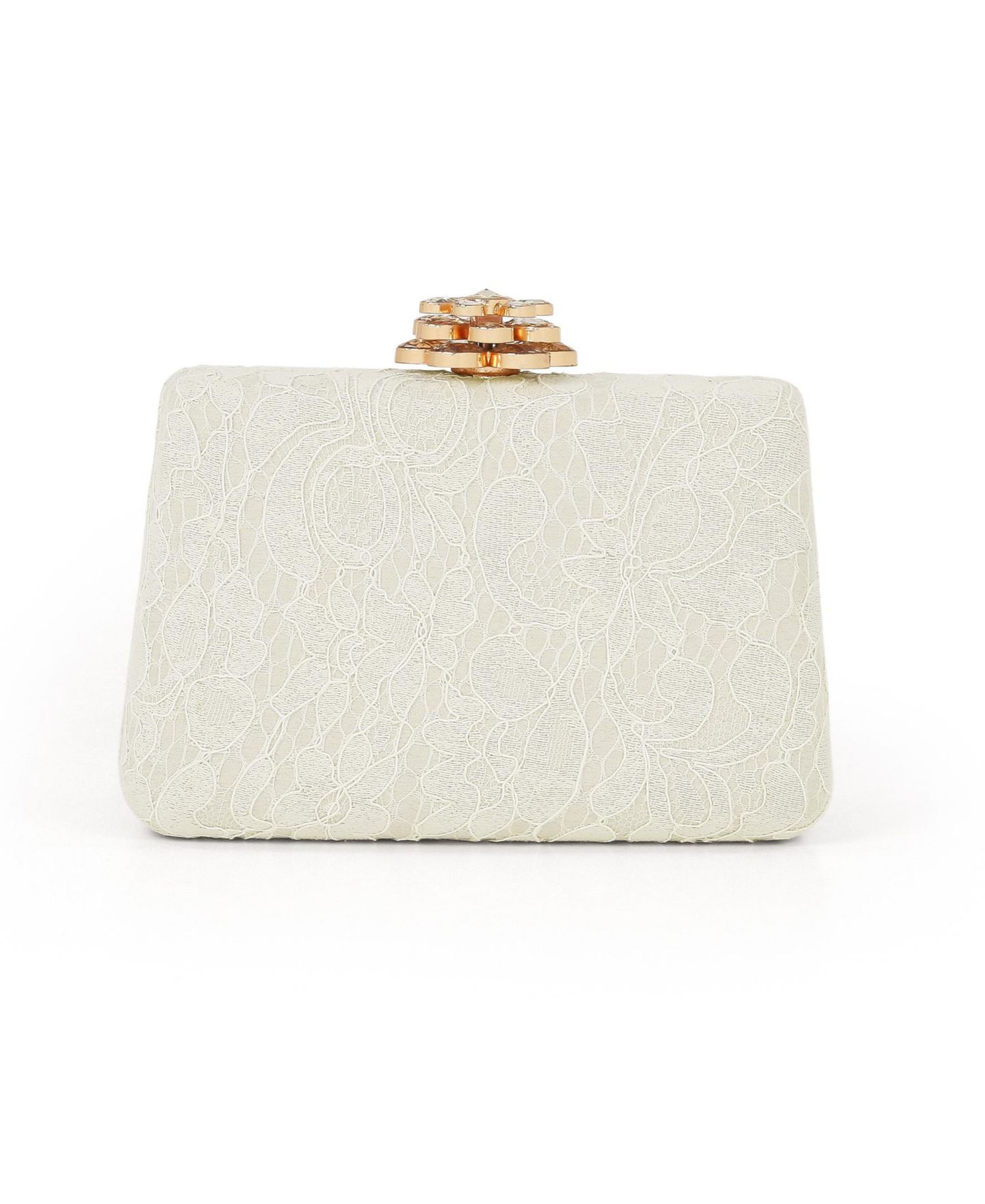 Женские клатчи Jewel Badgley Mischka Rose Lace Minaudiere w. Floral Clasp, цвет: Белый — фото 3