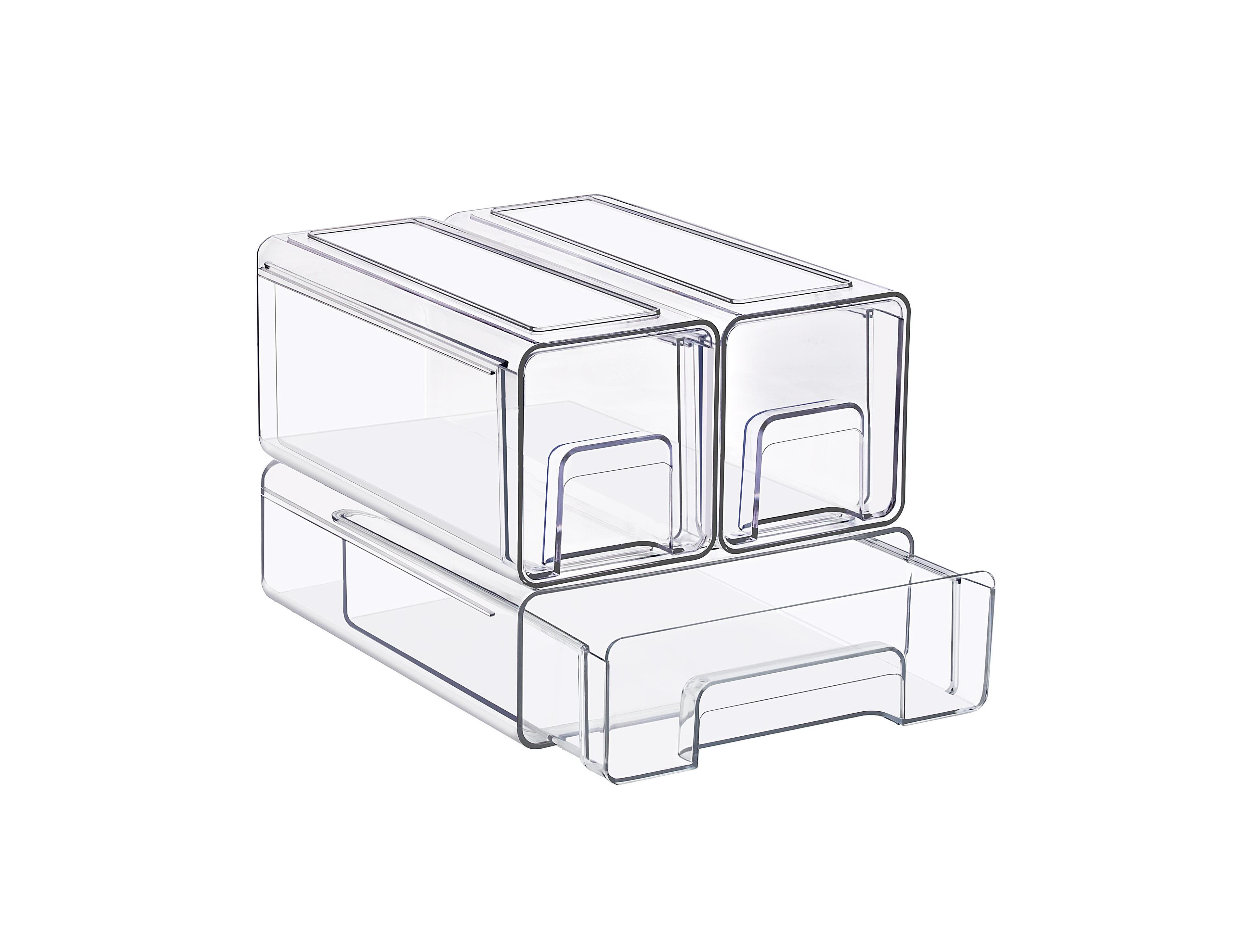 Sorbus 3 Piece Clear Stackable Storage Drawers Case with Handles - for Bathroom, Closet, Pantry, Cabinet