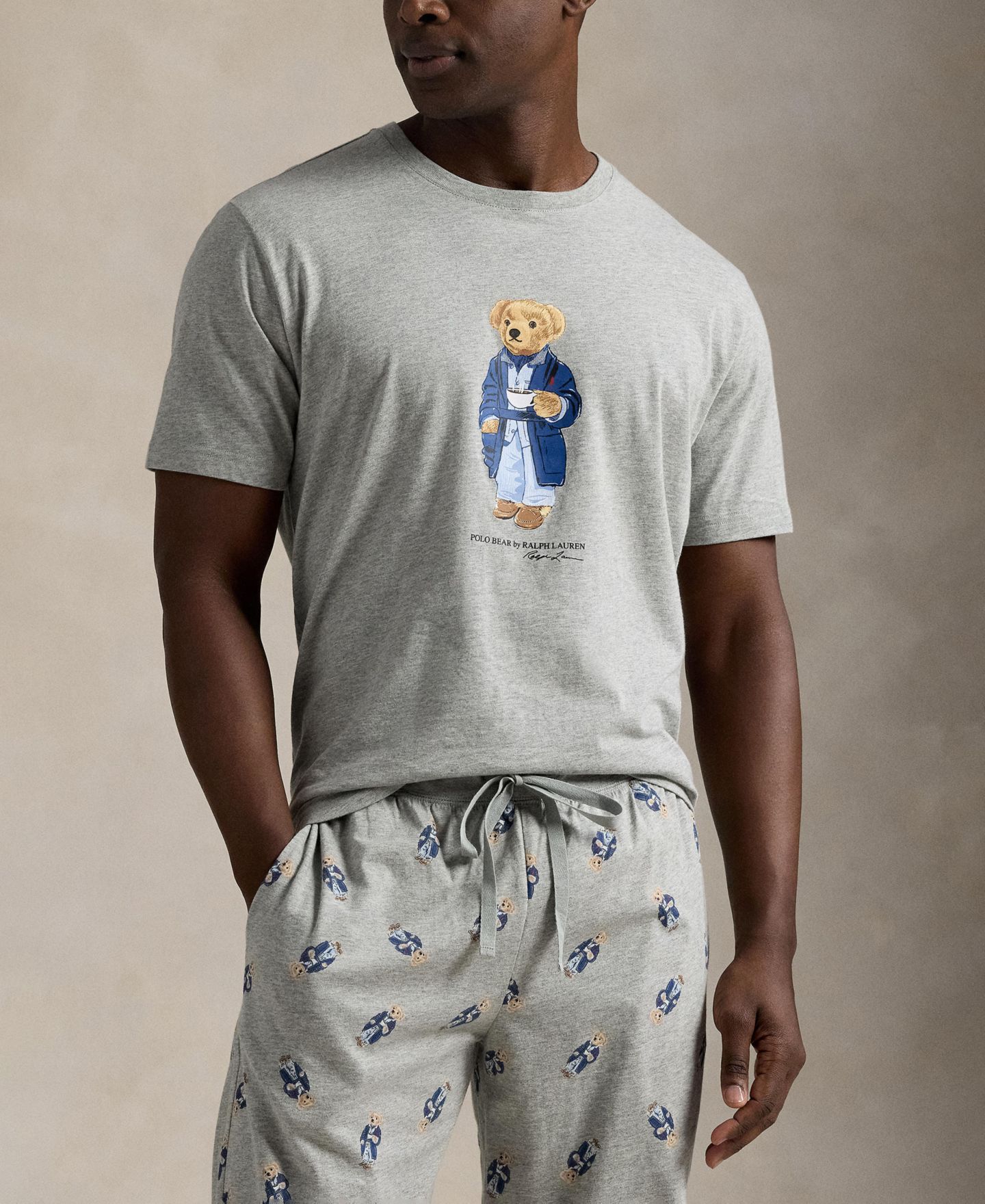 Пижамный комплект для мужчин, 2 предмета — Polo Ralph Lauren, цвет: Меланжевый — фото 2