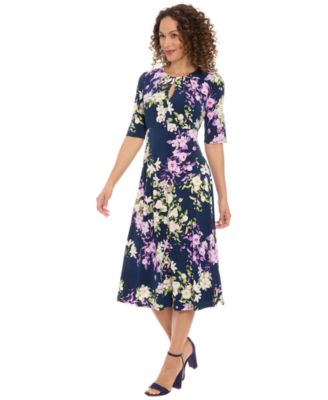 Women's Keyhole Neck Midi Dress