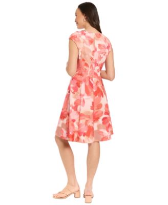 Women's Cap-Sleeve Fit and Flare Dress