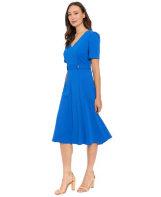 Women's V-Neck Side Tab Midi Dress