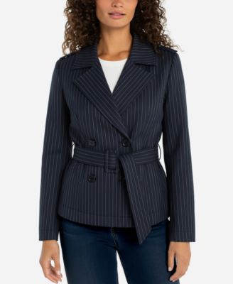 Petite Notch Collar Cropped Trench Jacket