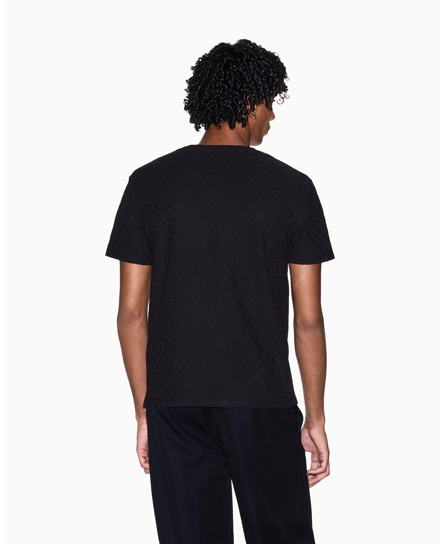 Мужская футболка A|X Armani Exchange Short Sleeve Mercerized Cotton All Over Logo, цвет: Чёрный — фото 3