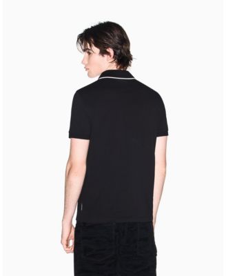 Men's Short Sleeve Pique Johhny Collar Polo Shirt with Tipping