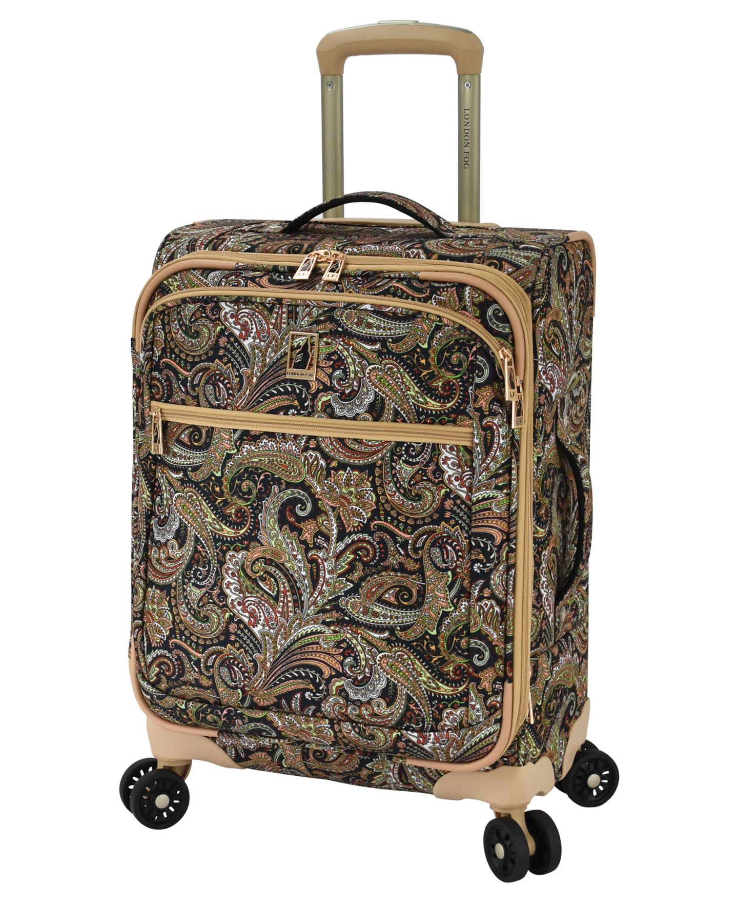 Чемодан London Fog Mayfair Expandable Carry-On Softside Spinner, цвет: Чёрный песочный — фото 1