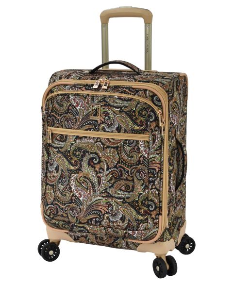 Чемодан London Fog Mayfair Expandable Carry-On Softside Spinner, цвет: Чёрный песочный