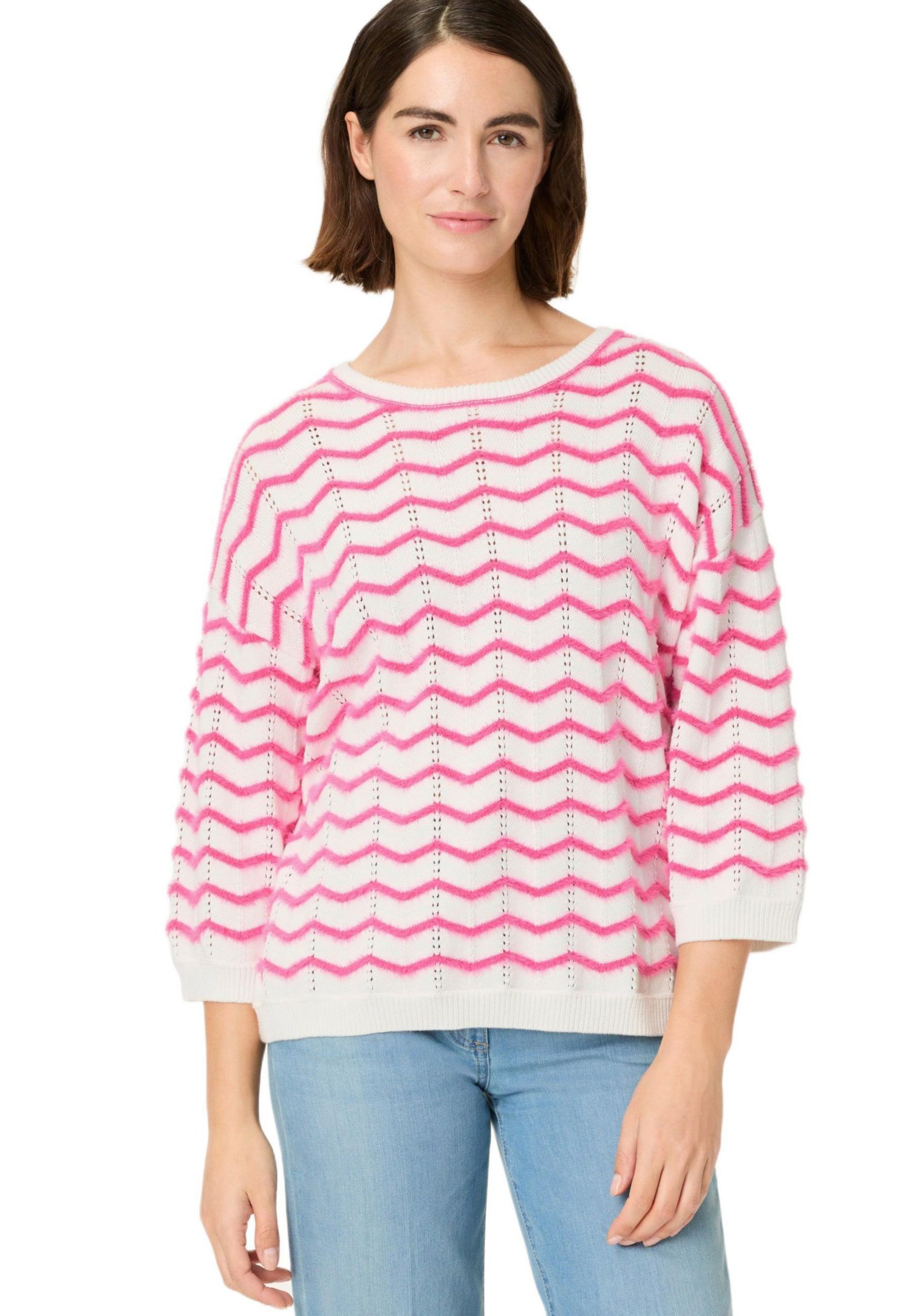 Women's Chevron Eyelash Knit Sweater