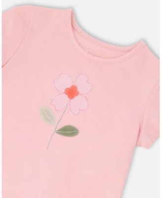 Big Girls Cotton Bi-Material Tunic with Ruffle Dusty