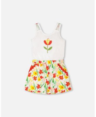 Toddler Girls Jersey and Viscose Romper White