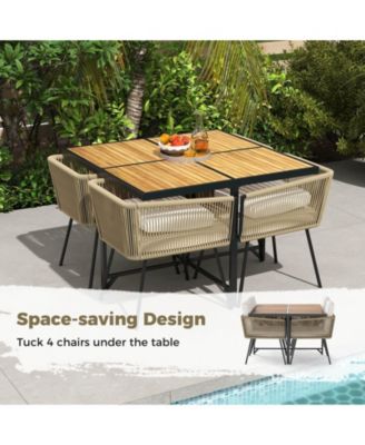 5 Pieces Patio Dining Set Outdoor Rectangular Table and Chairs Furniture Set