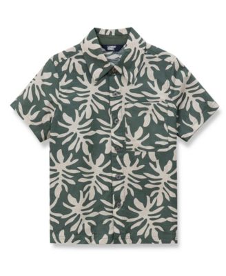 Boys Short Sleeve Linen Slub Button Down Shirt