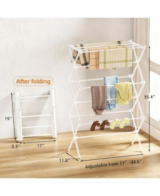 3-Tier Folding Clothes Rack, Rust-Resistant, Easy Assembly, Suitable for Indoors & Outdoors