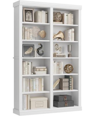 74.5" Tall Bookshelf with Double Storage, Extra Large Bookshelf, 6-Tier Double Wide Bookshelves w/ 12 Cubbies, Wide Freestanding Bookcases for