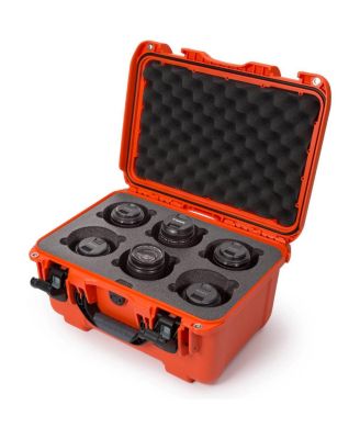 Medium Series 918 Lightweight NK-7 Resin Waterproof Protective Case with Foam Insert for 6 Camera Lens, Orange
