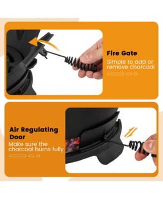 12 Inch Double-Sided Grate Round Hibachi Grill Outdoor Portable Charcoal Stove