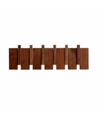 Wood Piano Key Style Wall Coat Rack with 6 Hooks