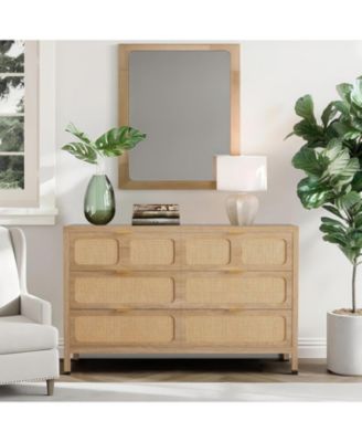 Drawer Dresser with Power Outlet, Farmhouse Dresser with Metal Handle, Vintage Design, Large Storage Dressers Organizer for Bedroom