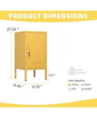 Metal Locker Nightstand with Door & Shelf, Modern Steel Bedside Storage Cabinet, Single Door Lockable Metal End Table for Bedroom