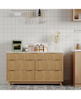 Modern Fluted Dresser with 7 Drawers, 54" Wide Chest of Drawers
