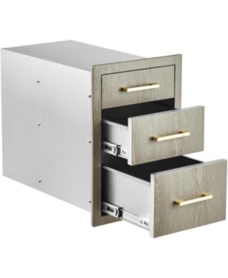 PeakPursuit Stainless Steel Outdoor Kitchen Triple Drawers - Heavy Duty with Handles, Weather-Resistant Flush Mount for BBQ Island