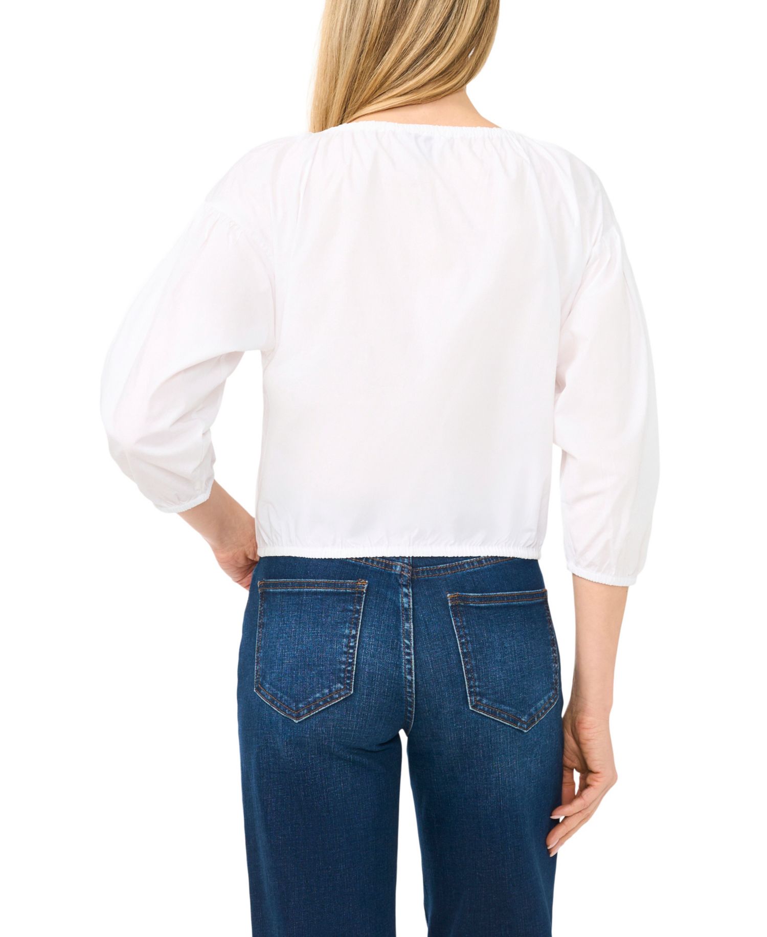 Women's Split Tie Neck Bubble Blouse