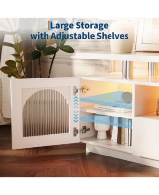 TV Stand for 65 Inch TVs, LED Modern Entertainment Center with Large Drawer & Adjustable Shelves, Media Console with Power Outlet