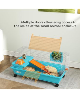 35"L Small Animal Cage, Rolling Bunny Cage, Guinea Pig Cage,