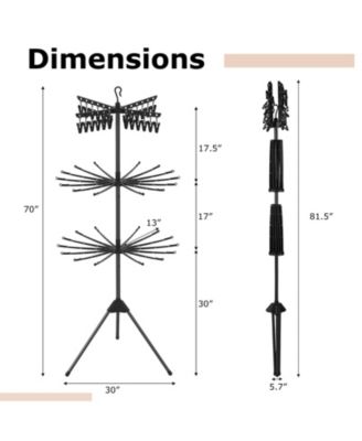 3-Tier Tripod Folding Clothes Drying Rack with 24 Clips, Freestanding Air Dryer