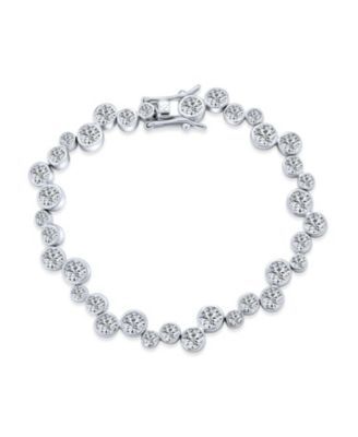 Zig Zag Geometric Cubic Zirconia Bezel Set Bubble Tennis Bracelet