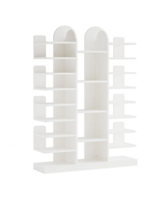 13-Tier Shoe Rack, Freestanding Tall Entryway Shoe Organizer with Open Shelves, 40 Pairs Wide White Wooden Shoe Shelf Shoe Storage Cabinet