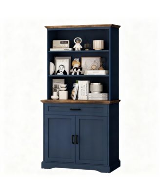 5-Tier Adjustable Storage Bookshelf with Cabinet-Adjustable 72" Tall bookcase for Living Rooms and Offices