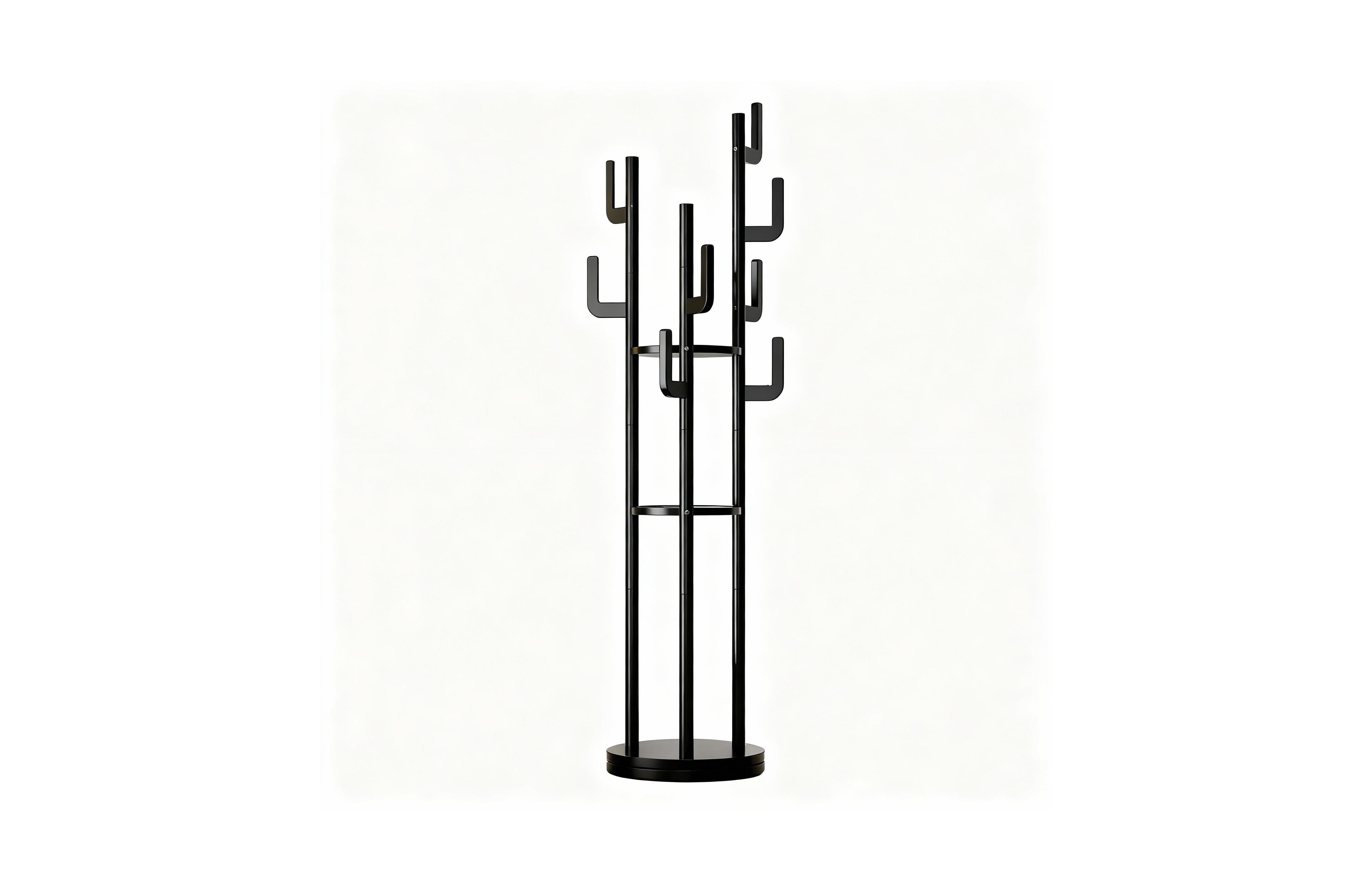 Yigii Rotating Solid Wood Coat Rack - 9 Hooks, 3 Shelves, Multi-Use