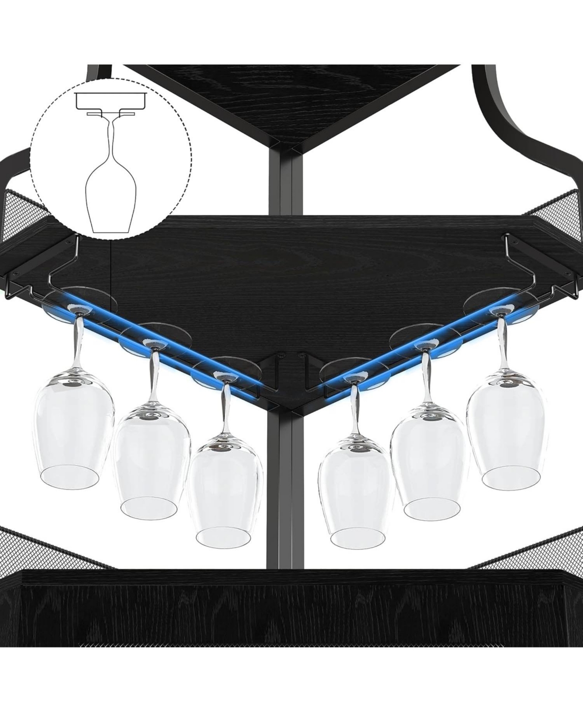 Gaomon Farmhouse Wine Bar Corner Cabinet with Detachable Rack, Mesh