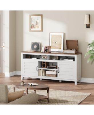 TV Stand for 63 in, Entertainment Center with Adjustable Shelves, Farmhouse TV Stand with Cabinet Doors,for Living Room, Bedroom