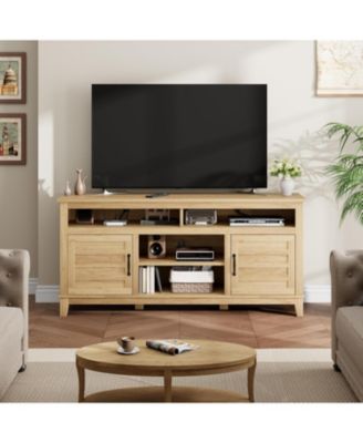 TV Stand for 63 in, Entertainment Center with Adjustable Shelves, Farmhouse TV Stand with Cabinet Doors,for Living Room, Bedroom