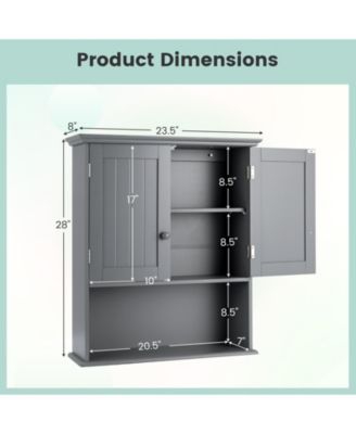 2-Door Wall-Mount Bathroom Storage Cabinet with Open Shelf