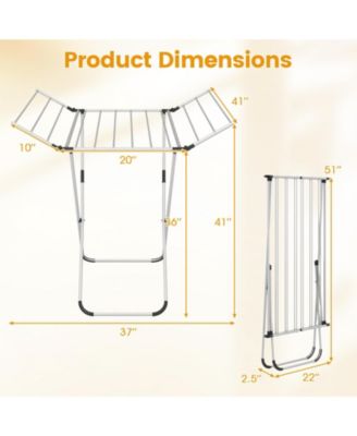 Folding Aluminum Clothes Drying Rack with 2 Side Wings, Laundry Airer