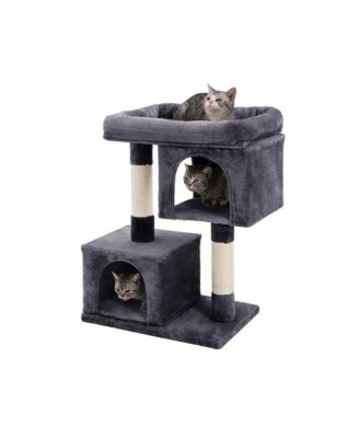 26.4-Inch Cat Tower with 2 Cat Caves, Scratching Posts, Compact Indoor Cat Tree