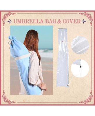 6Ft Vintage Floral Fringe Umbrella w/ Deck Holder Carry Bag Adjustable for Outdoor Balcony Deck Food Ice Cream Cart Mobile Stall