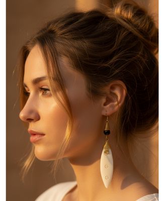 women's Malaika Handmade Bone & Brass Drop Earrings