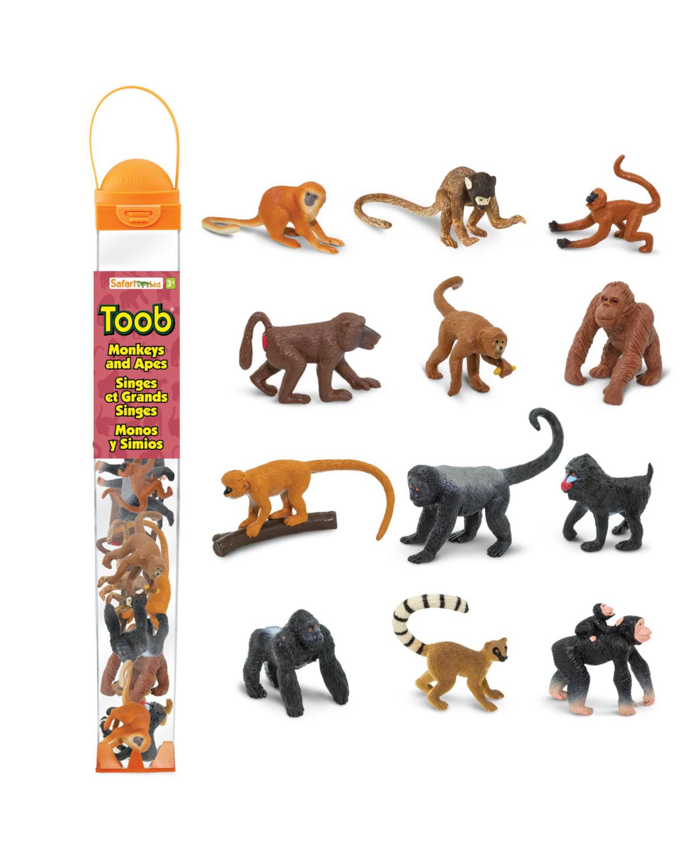 Детские фигурки Safari Monkeys and Apes Toob 12-Piece Figurine Set, от 3 лет — фото 1