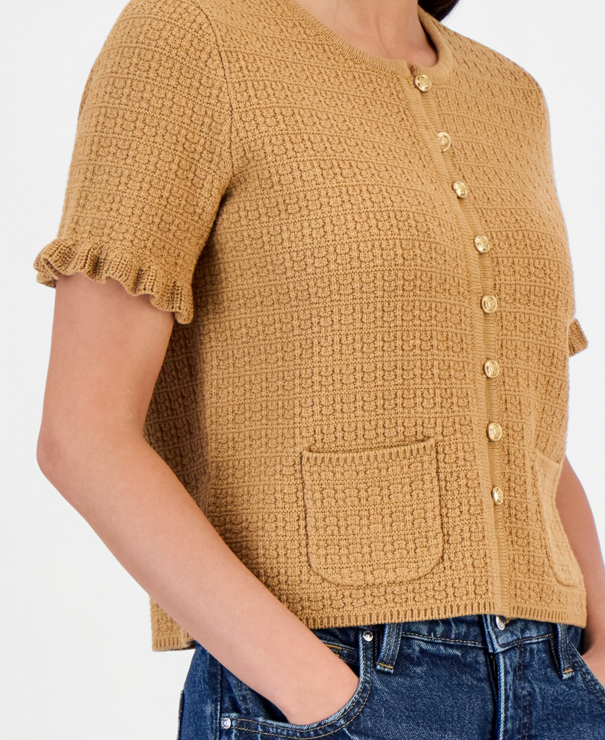 I.n.c. International Concepts Petite Short-Sleeve Fringe Sweater, Macy's Exclusive