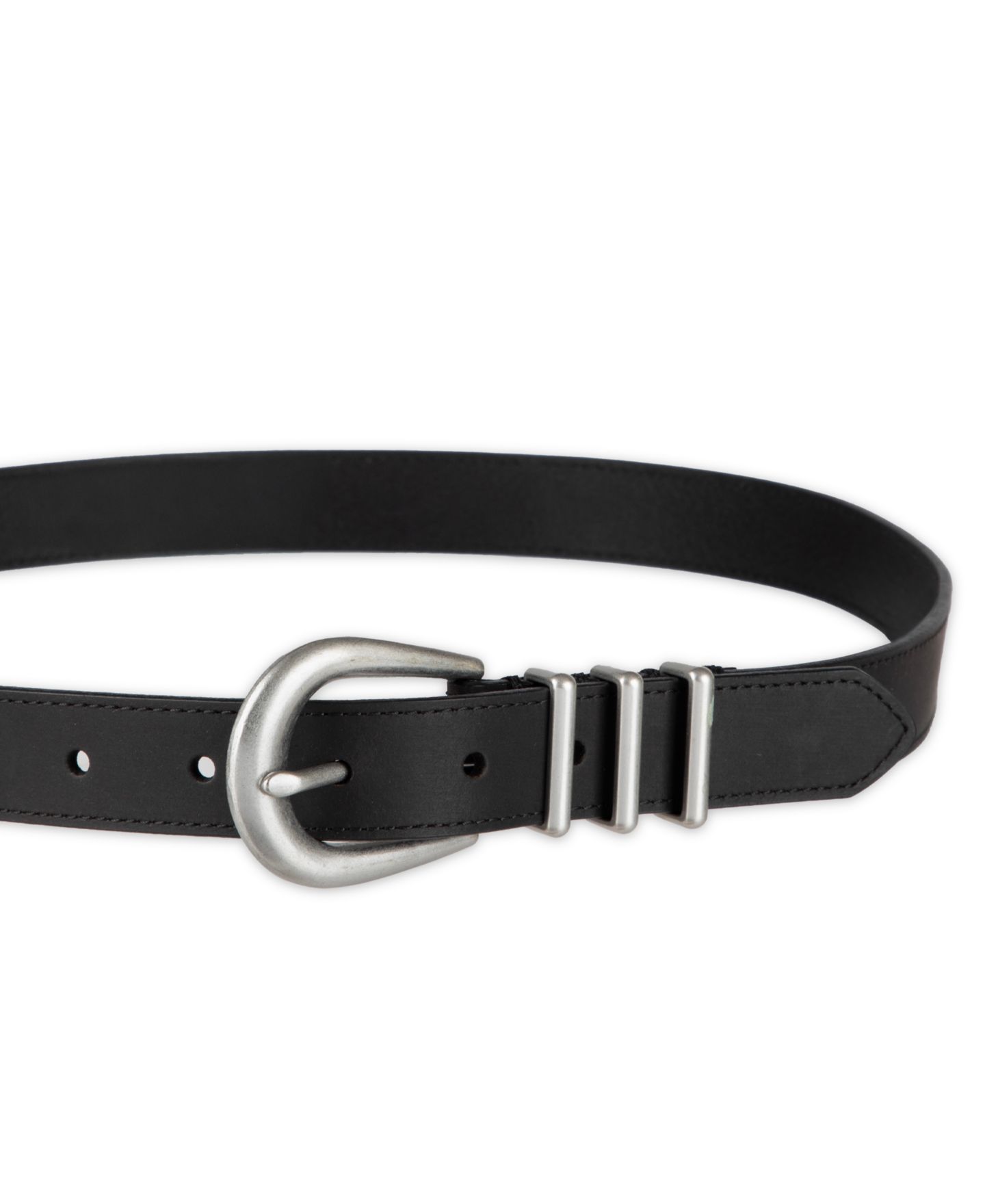 Женский ремень Levi's Skinny Triple Metal Loop Leather, цвет: Чёрный — фото 4