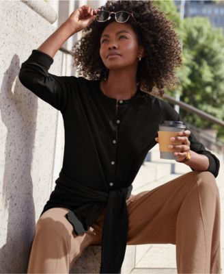 Women's Fine Gauge Cotton Cardigan Sweater