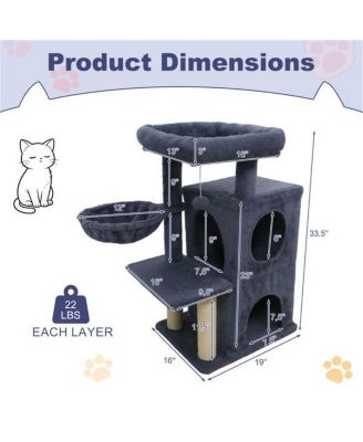 33.5" Cat Tree with 2 Tier Condo, Sisal Posts & Anti Toppling Device